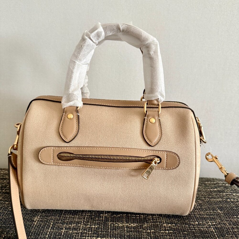 NWT COACH Rowan Satchel Bag Color Block Dark Natural Multi CAK58 with gold chain - Picture 2 of 6